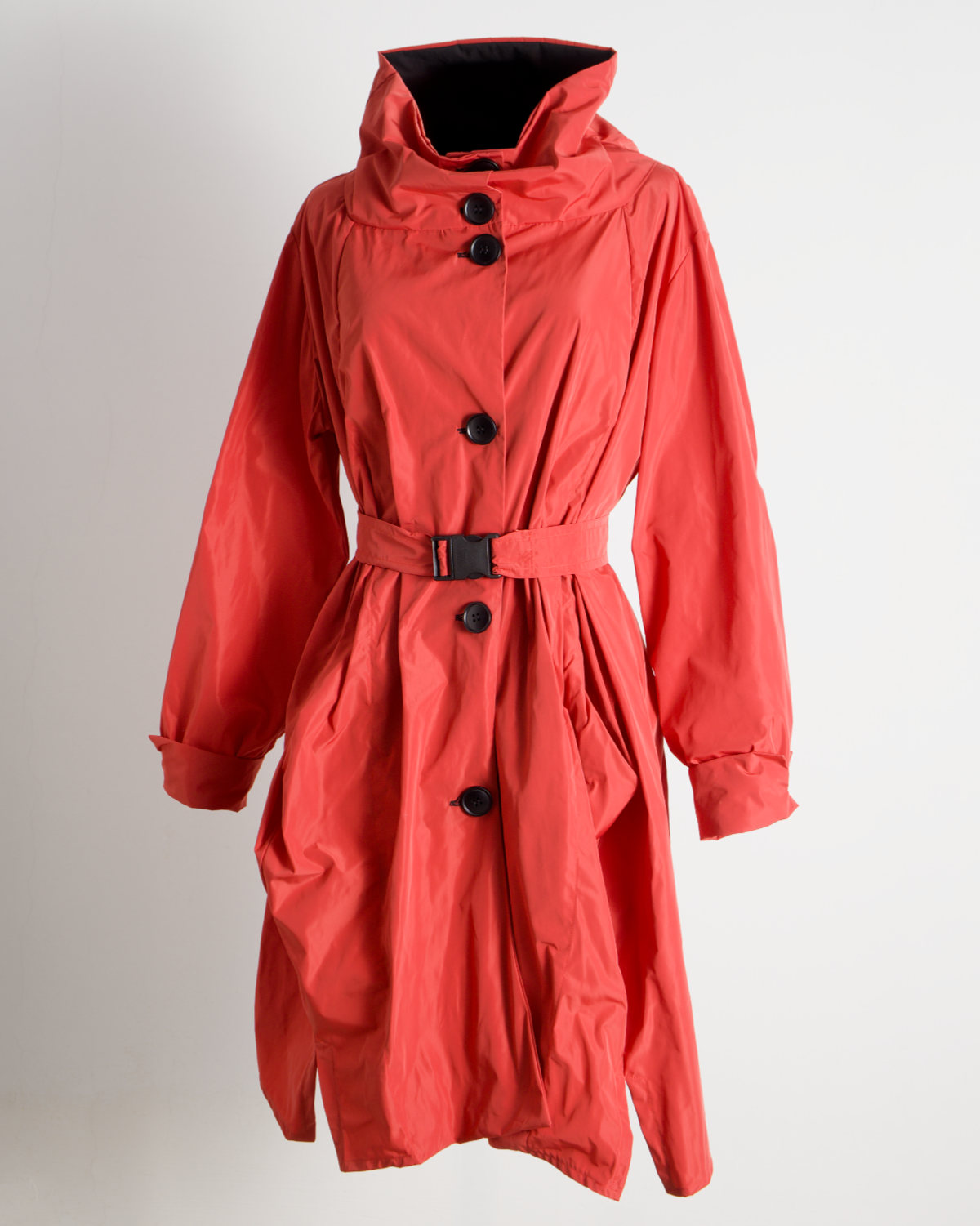 carmine red trench coat