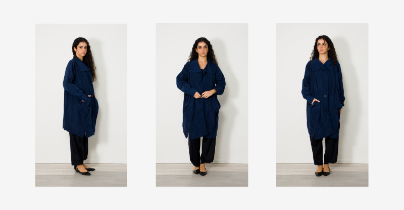 bella oversized navy blue trench coat with elena